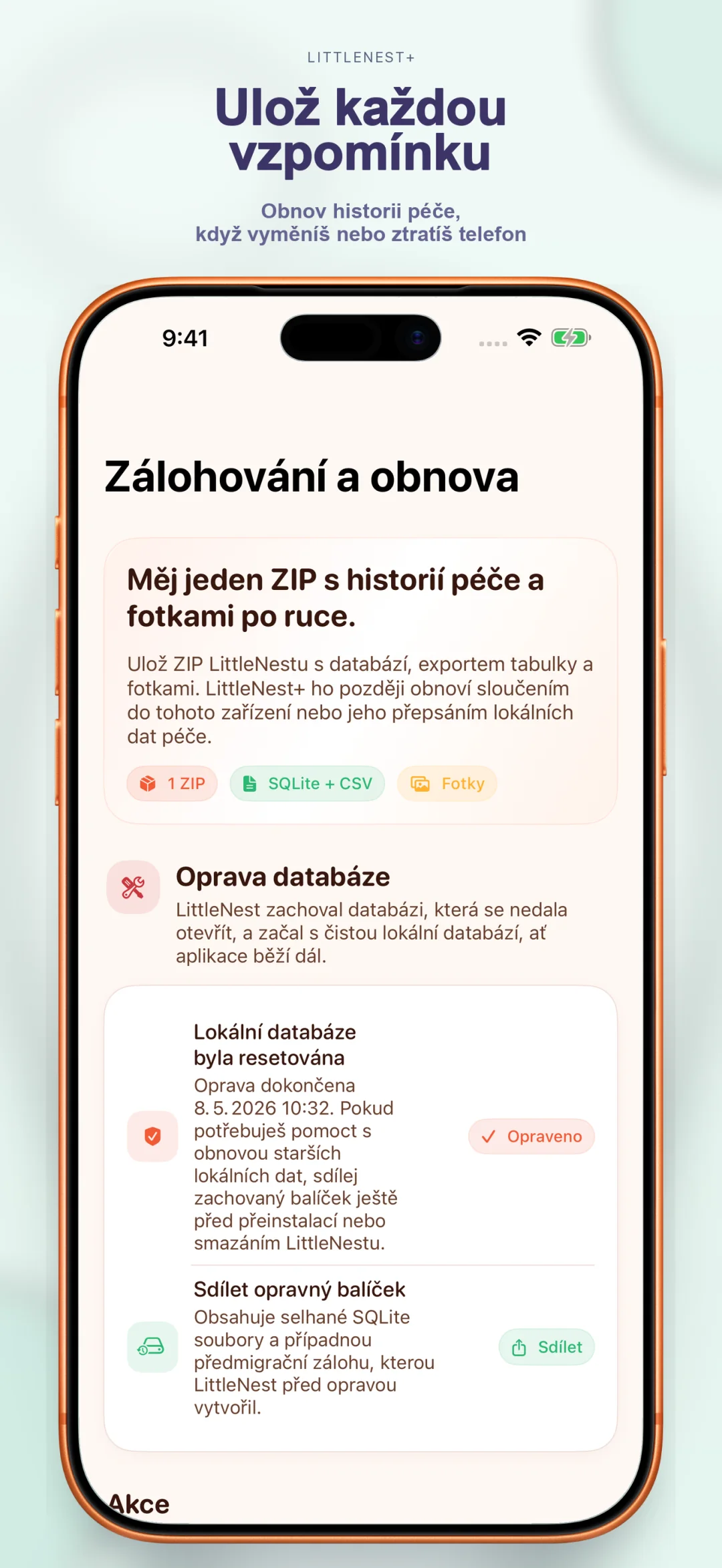 Cloudová záloha historie péče