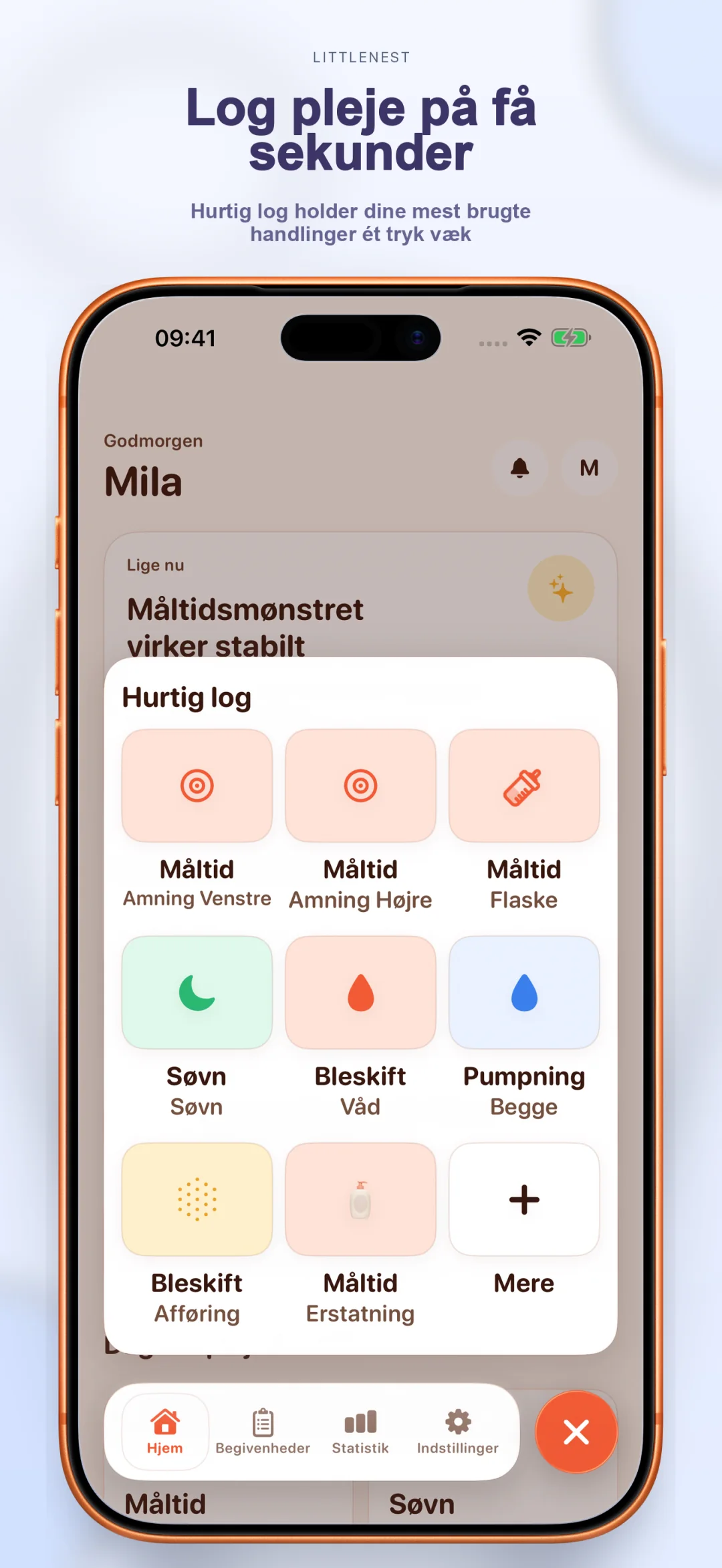 Hurtiglogskærm til omsorgshændelser