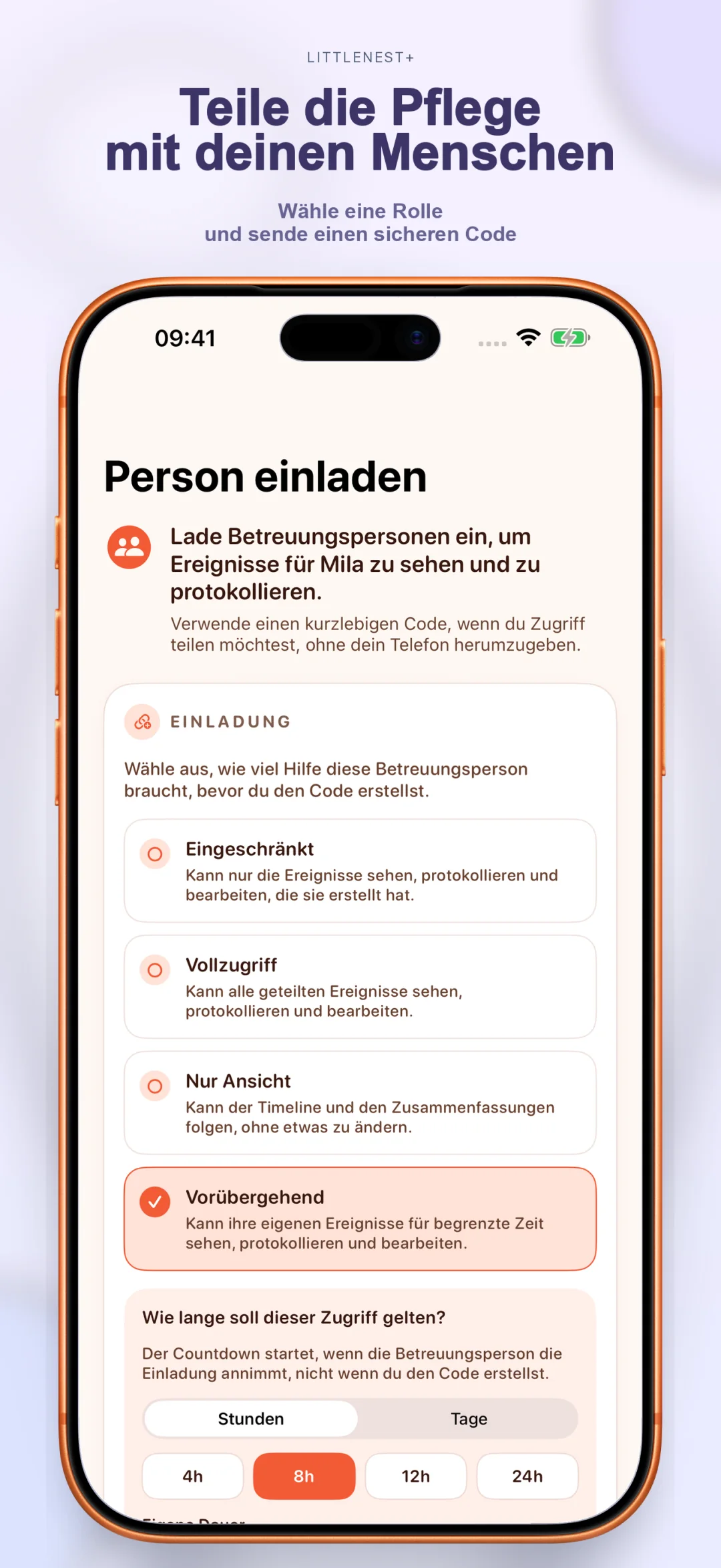 Pflege mit Miteltern und Betreuern teilen
