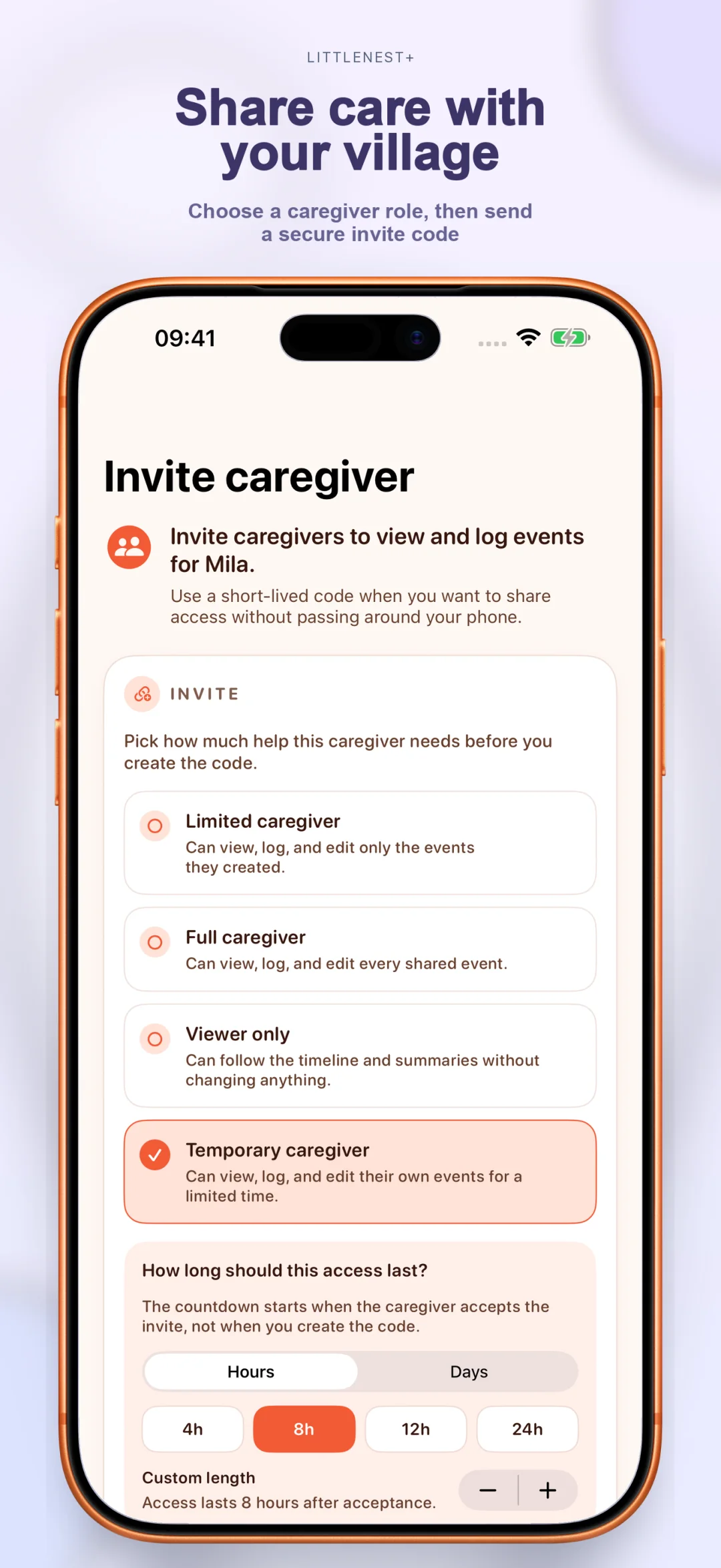 Share care with co-parent and caregivers