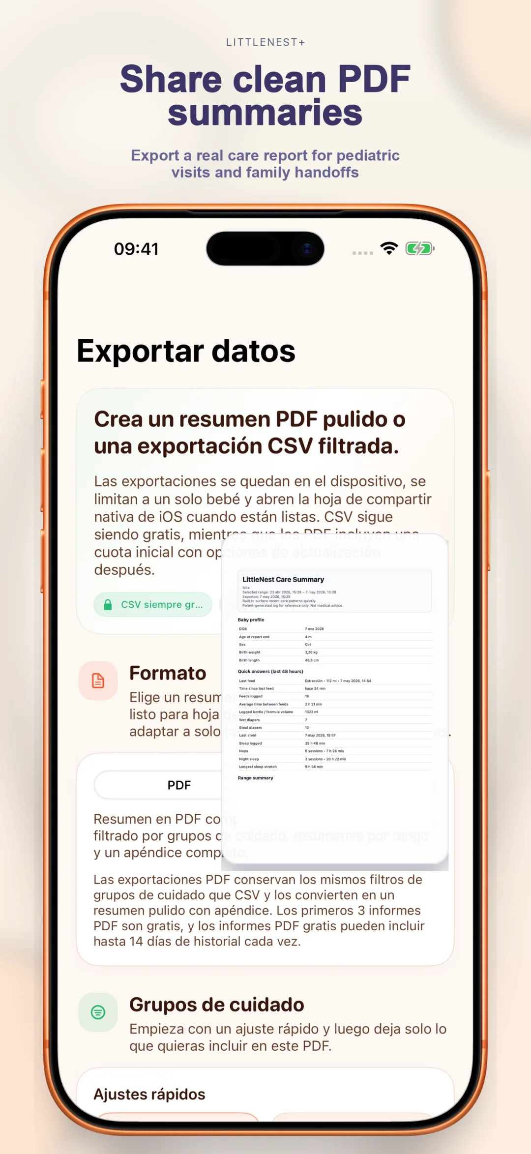 Exportación de PDF limpia