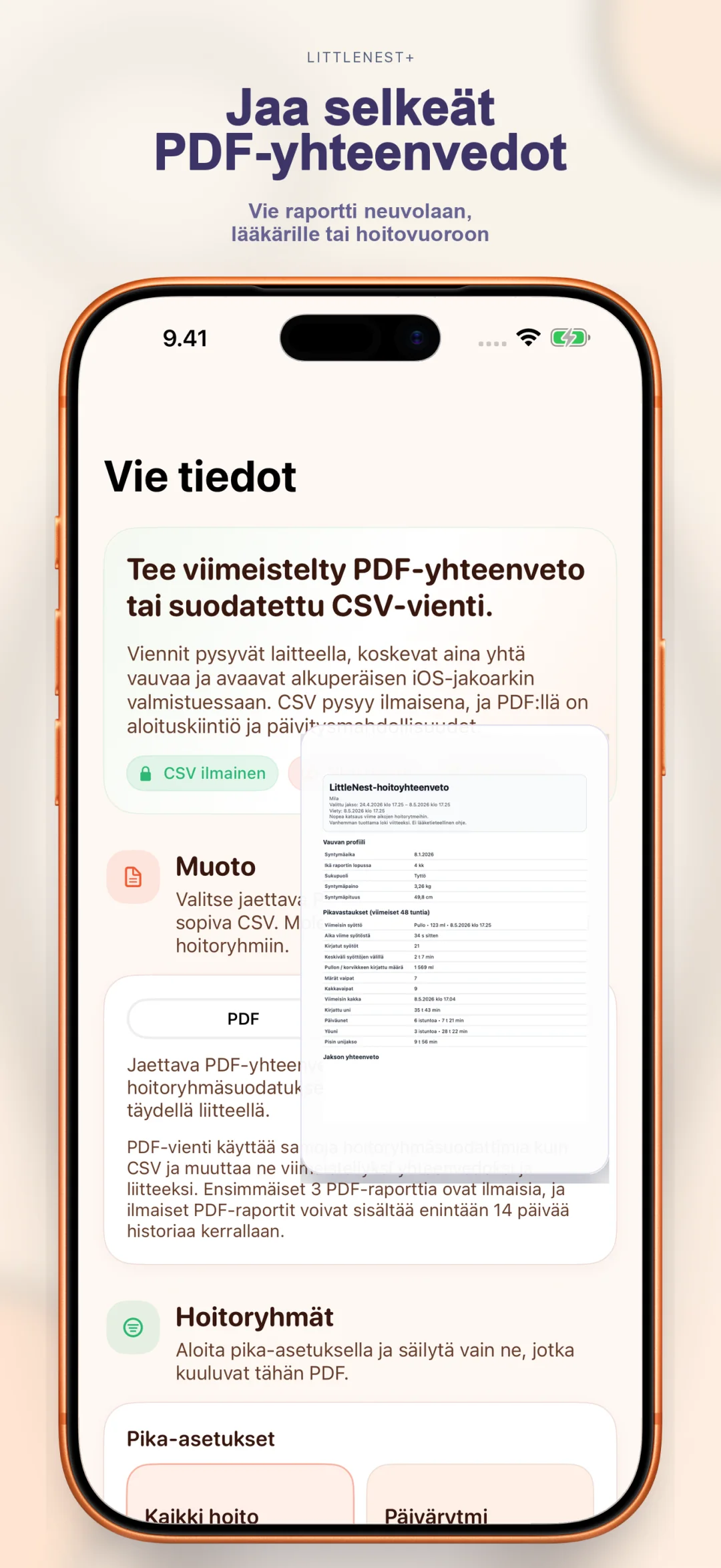 Siisti PDF-yhteenvedon vienti