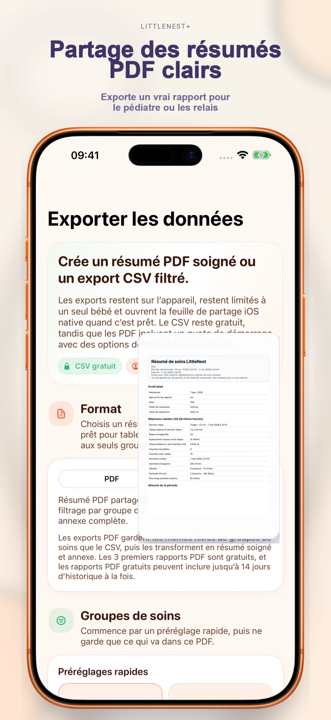 Export PDF élégant