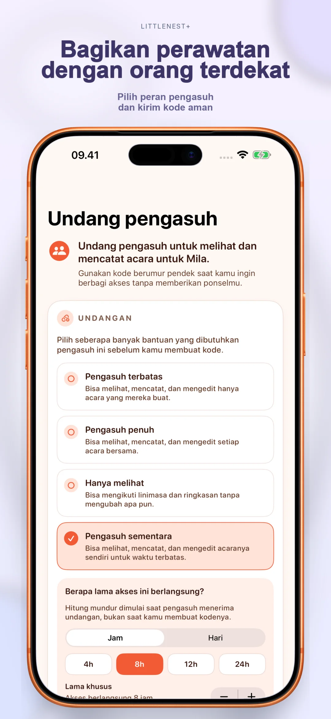 Bagikan perawatan dengan co-parent dan pengasuh