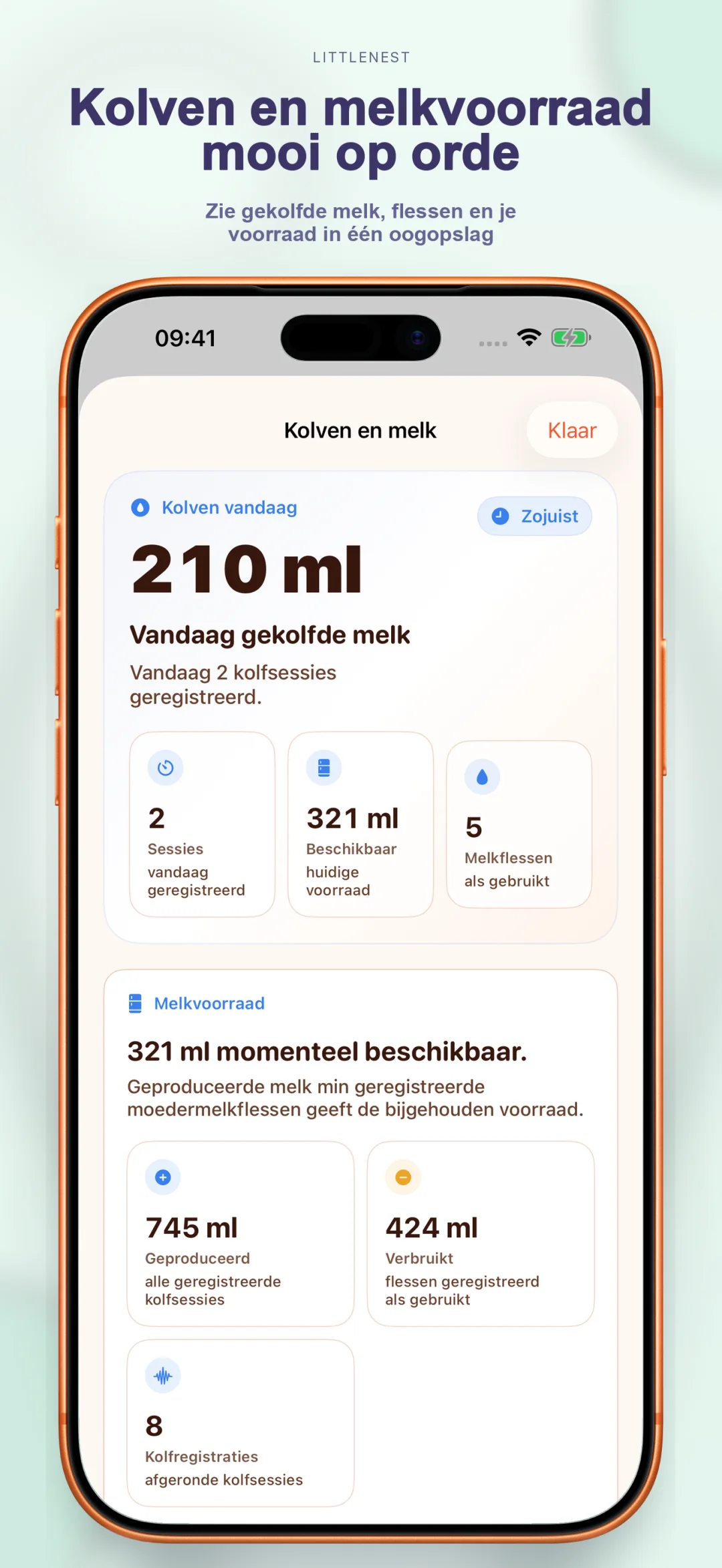 Kolven en melkvoorraad bijhouden