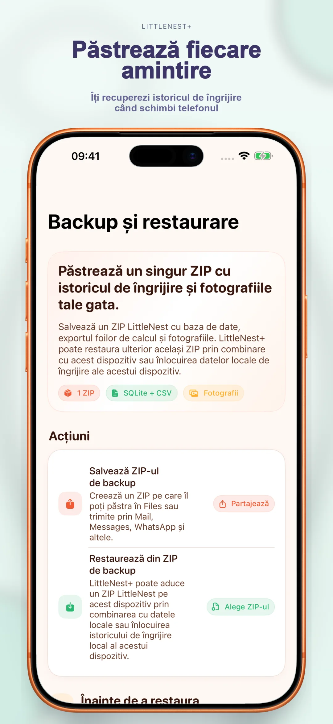 Backup cloud al istoricului de îngrijire